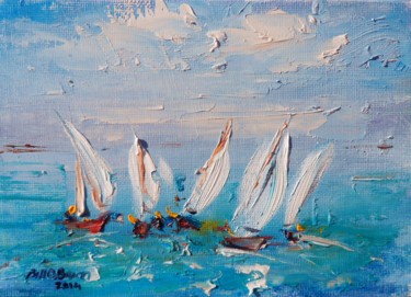 Painting titled "Yachts, Sailing sch…" by Bill O'Brien, Original Artwork, Oil