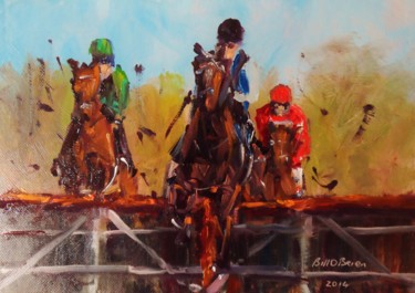 Painting titled "Horse Racing over t…" by Bill O'Brien, Original Artwork, Oil