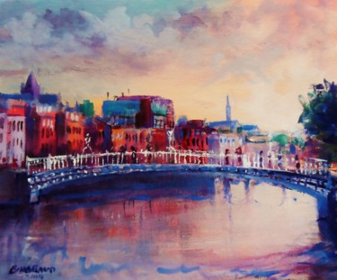 Painting titled "Liffey Dublin Hapen…" by Bill O'Brien, Original Artwork, Acrylic