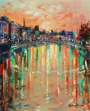 Pintura titulada "Hapenny Bridge Chri…" por Bill O'Brien, Obra de arte original, Acrílico