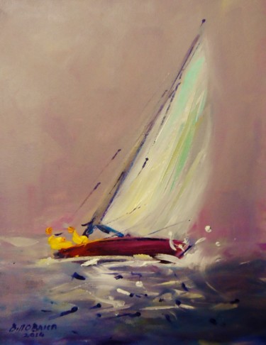 Картина под названием "Yacht Sailing Ocean…" - Bill O'Brien, Подлинное произведение искусства, Акрил