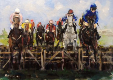 Painting titled "Horse Racing  The F…" by Bill O'Brien, Original Artwork, Acrylic