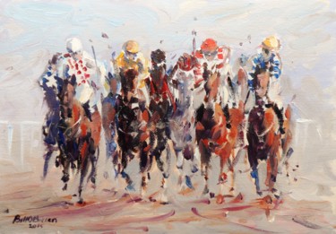 Painting titled "Horse Racing, The P…" by Bill O'Brien, Original Artwork, Oil