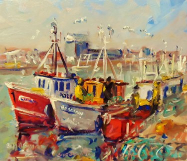 Painting titled "Howth Harbour, The…" by Bill O'Brien, Original Artwork, Oil