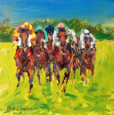 Painting titled "Horse Racing, Again…" by Bill O'Brien, Original Artwork, Oil
