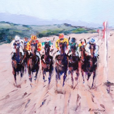 Painting titled "Horse Racing, Layto…" by Bill O'Brien, Original Artwork, Acrylic