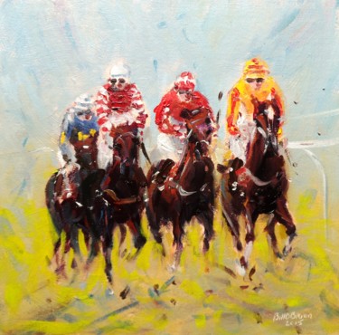 Картина под названием "Horse Racing, Easy…" - Bill O'Brien, Подлинное произведение искусства, Масло
