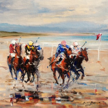 Schilderij getiteld "Horse Racing, Layto…" door Bill O'Brien, Origineel Kunstwerk, Olie