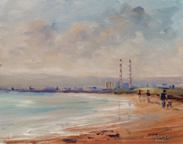 Malerei mit dem Titel "Dollymount Strand,…" von Bill O'Brien, Original-Kunstwerk, Öl