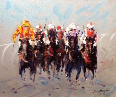 Painting titled "Horse Racing, Frant…" by Bill O'Brien, Original Artwork, Oil