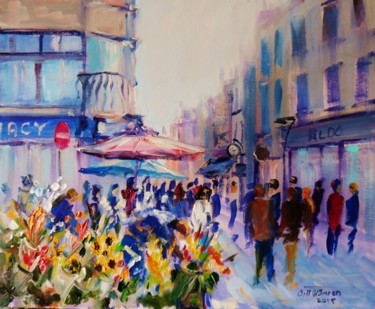 Painting titled "Grafton St. The Flo…" by Bill O'Brien, Original Artwork, Oil
