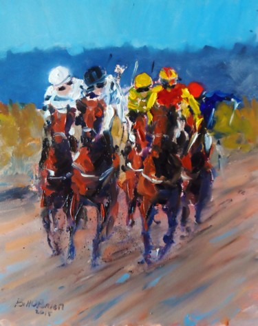Pittura intitolato "Horse Racing Laytow…" da Bill O'Brien, Opera d'arte originale, Olio