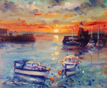 Malerei mit dem Titel "Howth Harbour, Mids…" von Bill O'Brien, Original-Kunstwerk, Öl