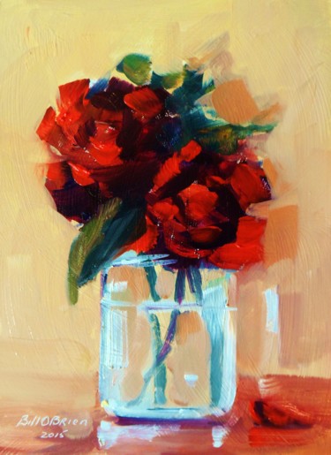 Painting titled "The Last Roses" by Bill O'Brien, Original Artwork, Oil