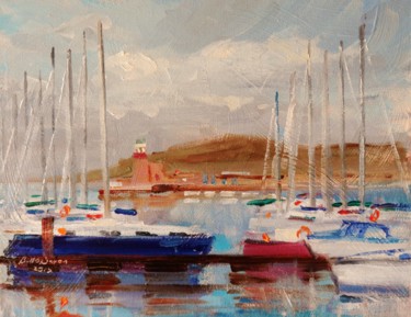 Painting titled "Howth Harbour Yacht…" by Bill O'Brien, Original Artwork, Oil