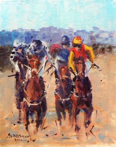 Painting titled "Horse Racing  Layto…" by Bill O'Brien, Original Artwork