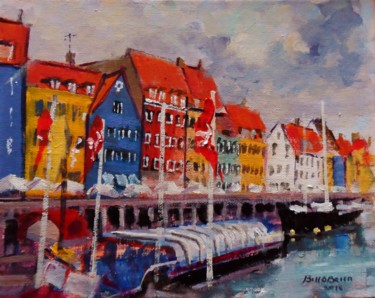 Painting titled "Nyhavn Copenhagen" by Bill O'Brien, Original Artwork, Acrylic
