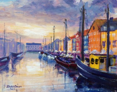 Painting titled "Nyhavn Copenhagen 11" by Bill O'Brien, Original Artwork, Acrylic