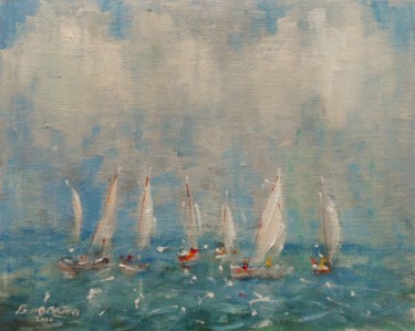 Malerei mit dem Titel "Yacht Sail Training…" von Bill O'Brien, Original-Kunstwerk, Acryl