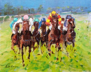Painting titled "Horse Racing, The C…" by Bill O'Brien, Original Artwork, Acrylic