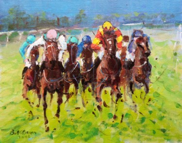 Schilderij getiteld "Horse Racing, The C…" door Bill O'Brien, Origineel Kunstwerk, Acryl