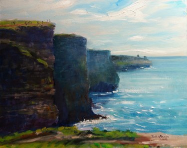 Painting titled "Cliffs of Moher Calm" by Bill O'Brien, Original Artwork, Oil