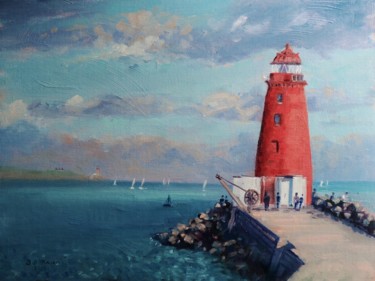 Painting titled "Poolbeg Lighthouse…" by Bill O'Brien, Original Artwork, Oil