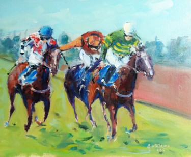 Painting titled "Horse Racing, AP Mc…" by Bill O'Brien, Original Artwork, Oil