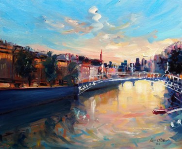 Painting titled "Hapenny Bridge on t…" by Bill O'Brien, Original Artwork, Oil