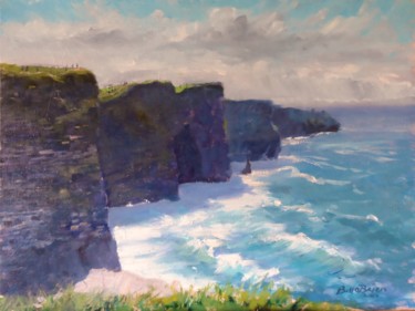 Peinture intitulée "Cliffs of Moher Sum…" par Bill O'Brien, Œuvre d'art originale, Huile