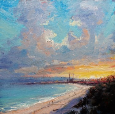 Painting titled "Winter Sunset on Do…" by Bill O'Brien, Original Artwork, Oil