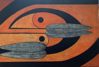 Peinture intitulée "orange beauty" par Mdesnoyers, Œuvre d'art originale, Acrylique