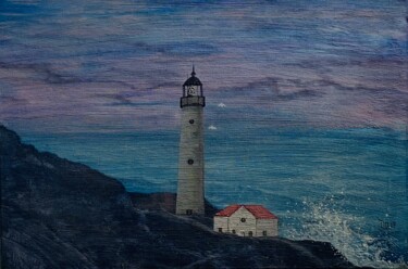Painting titled "phare away" by Mdesnoyers, Original Artwork, Acrylic