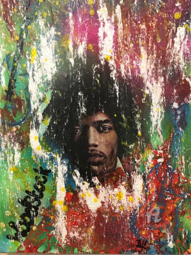 Painting titled "jimi H" by Bilwouti, Original Artwork, Acrylic