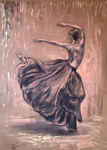 Dessin intitulée "Ballet Dancer" par Bilyana Art Studio, Œuvre d'art originale, Fusain