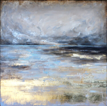 Pittura intitolato "Silent Seashore" da Bilyana Art Studio, Opera d'arte originale, Acrilico Montato su Telaio per barella i…