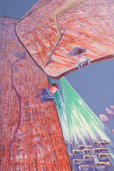 Malarstwo zatytułowany „INTERNET AGE I” autorstwa Bin Xu, Oryginalna praca, Olej Zamontowany na Drewniana rama noszy