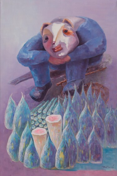 绘画 标题为“MY WORLD III” 由Bin Xu, 原创艺术品, 油 安装在木质担架架上