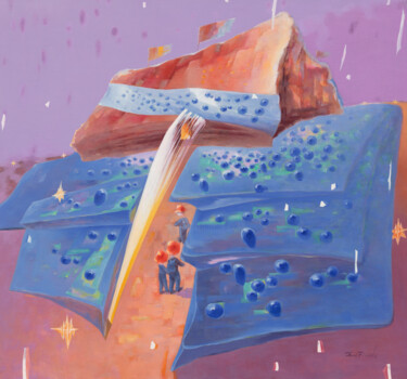Malarstwo zatytułowany „DUNHUANG - DREAMS O…” autorstwa Bin Xu, Oryginalna praca, Olej Zamontowany na Drewniana rama noszy