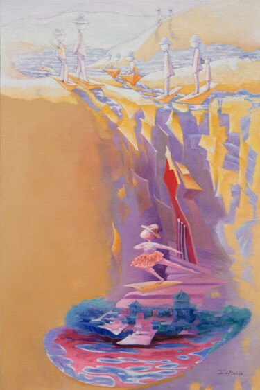 「DUNHUANG - DREAM OF…」というタイトルの絵画 Bin Xuによって, オリジナルのアートワーク, オイル ウッドストレッチャーフレームにマウント