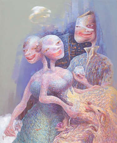 Pintura titulada "UNDER THE MOONLIGHT" por Bin Xu, Obra de arte original, Oleo Montado en Bastidor de camilla de madera