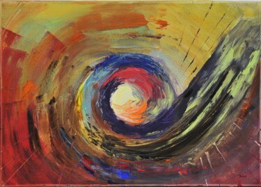 Painting titled "Schnecke" by Bina Sommer, Original Artwork, Oil Mounted on Wood Stretcher frame