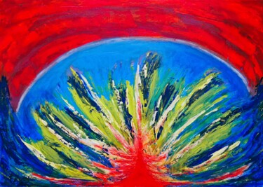 Malerei mit dem Titel "Vulkan" von Bina Sommer, Original-Kunstwerk, Öl Auf Keilrahmen aus Holz montiert
