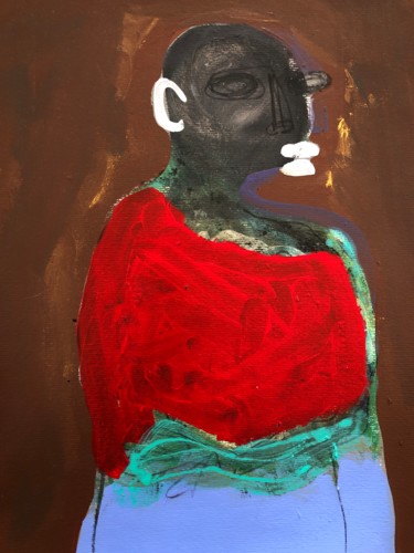 Painting titled "woman in red" by Ellie Ali, Original Artwork, Acrylic