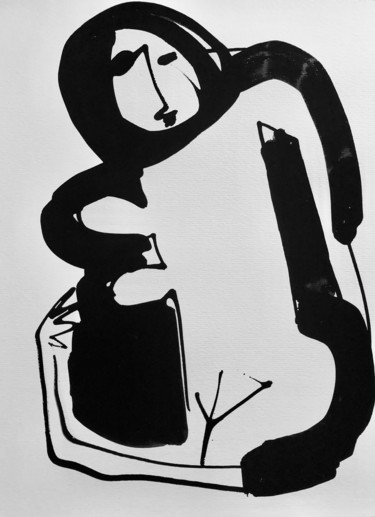 Malerei mit dem Titel "figure #1" von Ellie Ali, Original-Kunstwerk, Tinte