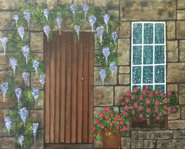 Painting titled "Greenery on Stone T…" by Bindiya Goyal, Original Artwork, Acrylic