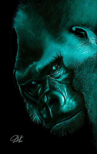 Peinture intitulée "le gorille vert" par Emmanuel Diot, Œuvre d'art originale, Acrylique