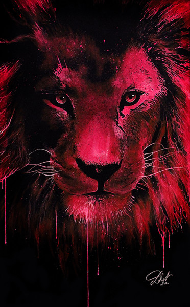Peinture intitulée "le lion rose" par Emmanuel Diot, Œuvre d'art originale, Acrylique