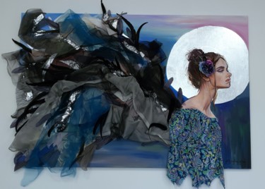 Картина под названием "Ангел непринятия" - Наталья Бырдина, Подлинное произведение искусства, Масло Установлен на Деревянная…