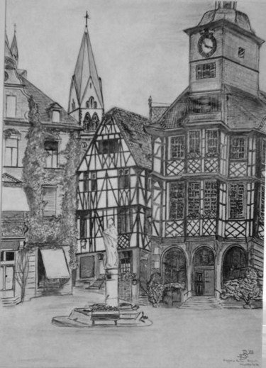 Drawing titled "Marktplatz Heppenhe…" by Birger Dicke, Original Artwork, Other